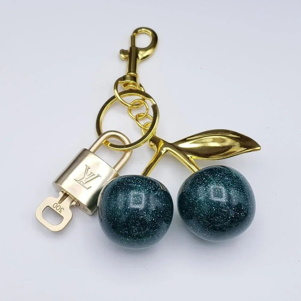 Authentic Louis Vuitton Lock & Key with Unbranded Apple Charm, Keychain